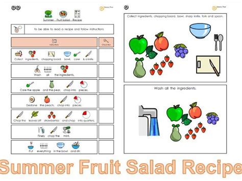 Summer Fruit Salad Recipe Autism Friendly Teaching Resources