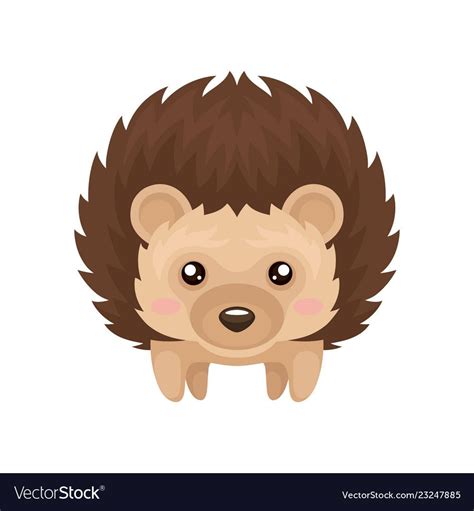 Cute Hedgehog Sweet Lovely Prickly Animal Cartoon Character Front