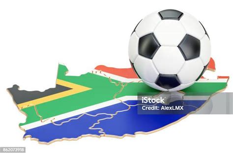 Bola Sepak Bola Dengan Peta Konsep Afrika Selatan Rendering 3d Foto