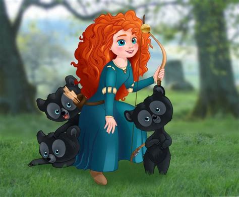 Merida And Her Brothers Cubs By Artistsncoffeeshops Princess