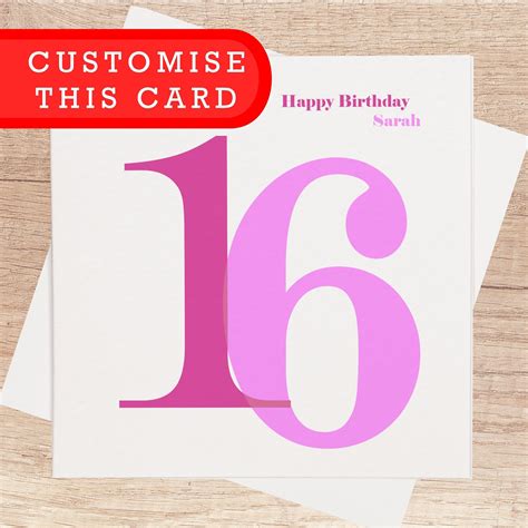 16th Birthday Card For Her Personalised 16th Happy Birthday Etsy Uk