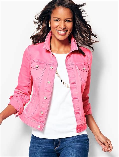 The Classic Colored Denim Jacket Shocking Pink Talbots Coloured