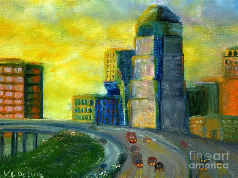 Abstract City Downtown Shreveport Louisiana Painting By Lenora De Lude
