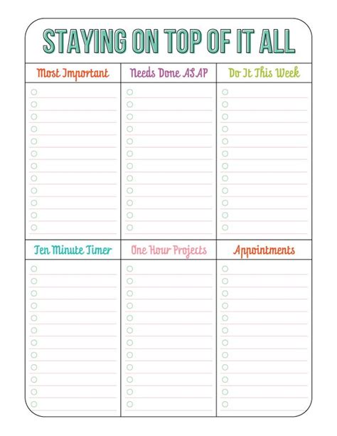 Free Printable Time Management Template Nismainfo