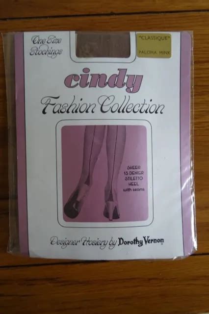 Vintage Cindy Sheer Denier Stiletto Heel With Seams Stockings One