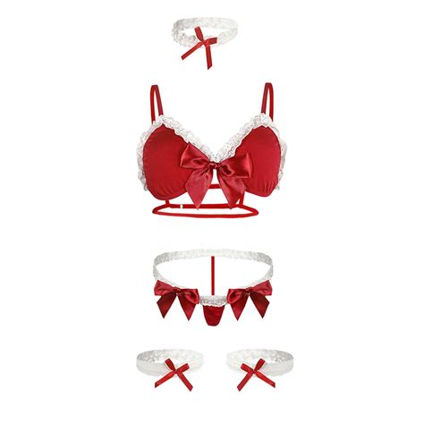 Deals Of The Daytarmeek Womens Plus Size Sexy Red Lingerie Set