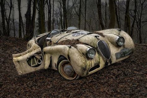 6 haunting photographs of abandoned vintage cars lying in a forest coches abandonados coches