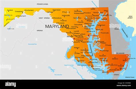 Vector Color Map Of Maryland State Usa Stock Photo Alamy