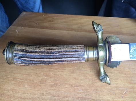 Antique Engraved German Stag Handle Hunting Sword With Scabard Etsy