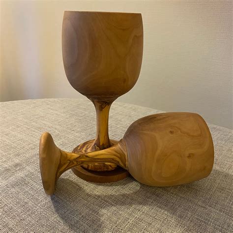 Olive Wood Wine Glasses And Goblets Unique Wooden T Sets Etsy