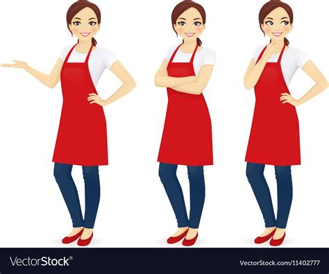 Woman in red apron Royalty Free Vector Image - VectorStock , #ad, #apron, #Royalty, #Woman, #red ...