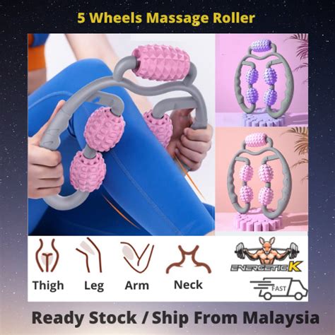 【5 Wheels Massage Roller】foam Shaft Roller Muscle Relaxer Hand Skinny Leg Lean Neck Alat Urut