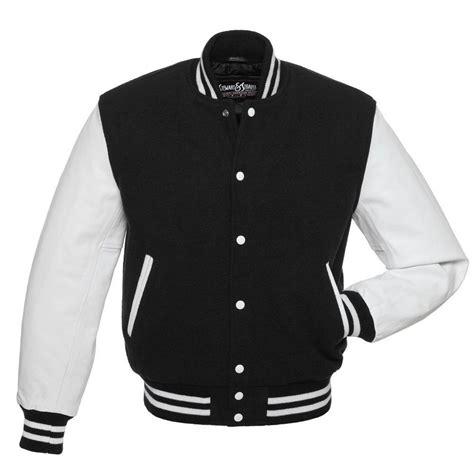 Stewart And Strauss Black Wool And White Leather Varsity Letterman Baseball