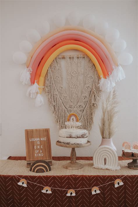 Muted Rainbow First Birthday Party Boho Rainbow Birthday Party First