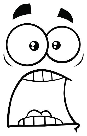 Learn how to draw cartoon faces using simple shapes. Black And White Scared Cartoon Funny Face With Panic ...