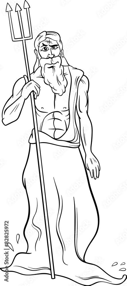 Greek God Poseidon Coloring Page Stock Vektorgrafik Adobe Stock