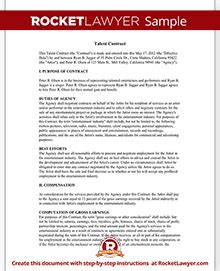 Sample Talent Contract (With images) | Contract template, Quote template, Service quotes