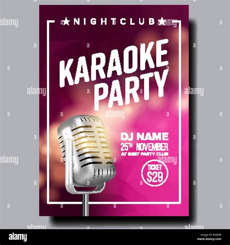 Karaoke Poster Vector Party Flyer Karaoke Music Night Radio