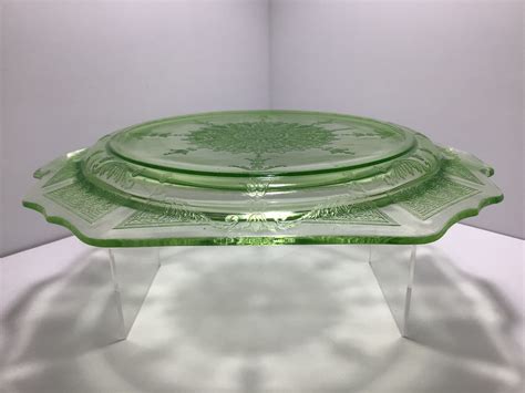 Vintage Anchor Hocking Green Uranium Glass Plate Princess Etsy