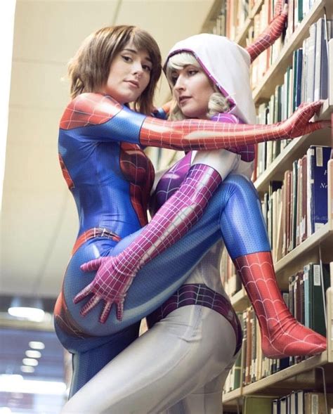 Spidergirl With Spidergwen Latex Cosplay Hot Cosplay Cosplay Girls