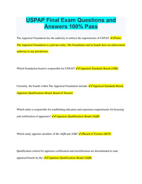 Uspap Final Exam Questions And Answers 100 Pass Browsegrades