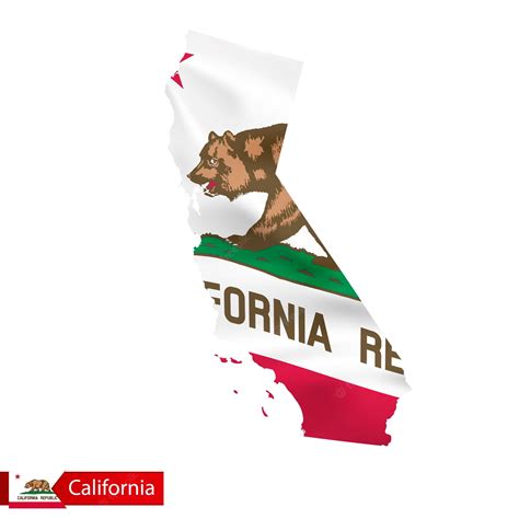 mapa del estado de california con la bandera ondeante del estado de ee uu vector premium