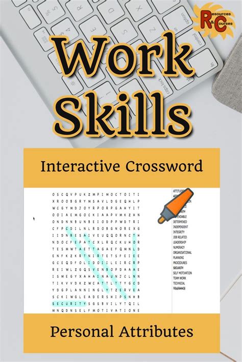 Personal Attributes And Work Attitudes Interactive Word Search In 2020
