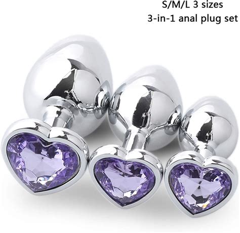 Butt Play Plug 3pcs Set Intimate Metal Anal Beads With Crystal Jewelry Heart Butt