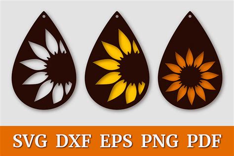 Sunflower Earring SVG Faux Leather Earrings Template OGCrafts