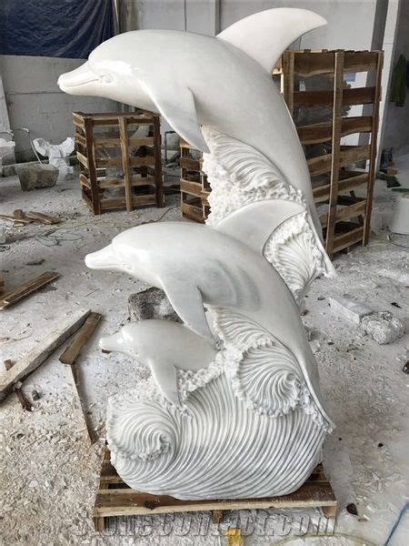 Garden Outdoor Decor Lifesize Fountain Marble Dolphin Sculpture