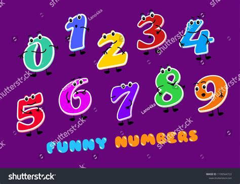 Set Funny Cartoon Numbers Characters Kids Stock Vector Royalty Free
