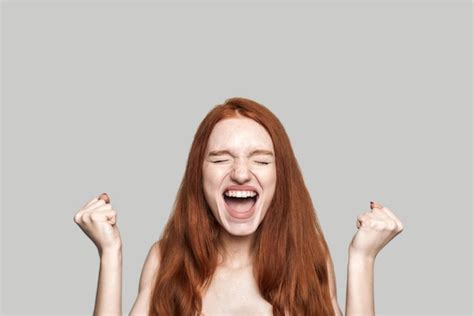 Premium Photo I Did It Portrait Of Happy Young Redhead Woman