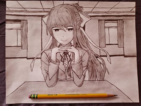 Touched Up On My Pencil Drawing Of Monika For The 4 Year Anniversary
