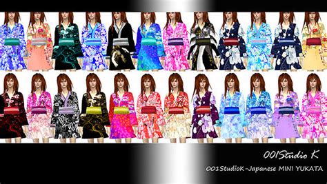 Japanese Mini Yukata Outfit Sims 4 Female Clothes
