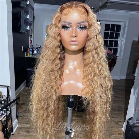 Curly Colored Honey Blonde Ombre Highlight Top Swiss Hd Lace Frontal