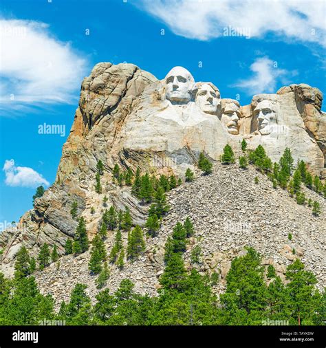 Mount Rushmore National Monument With A Pine Tree Forest In The Black