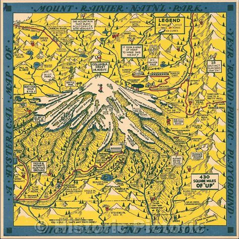 Buy Historic Map A Hysterical Map Of Mount Rainier Natnl Park Year