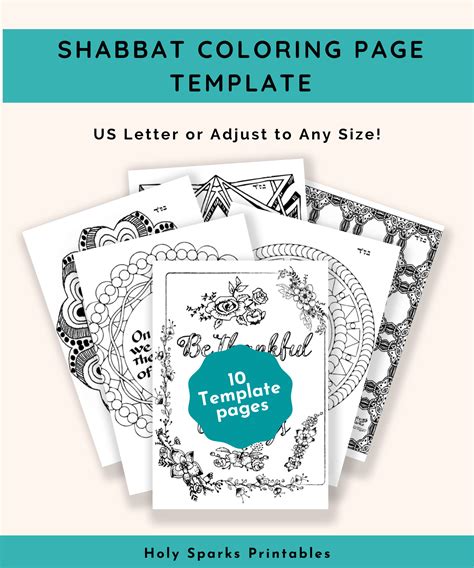 Shabbat Coloring Page Template Printable Etsy