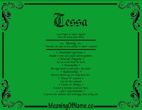 Tessa Meaning Of Name