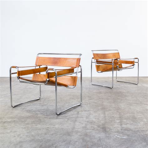 The cantilever chair by marcel breuer is one of the world's most famous chairs. Marcel Breuer "wassily' B3 chairs cognac set/2 | BarbMama