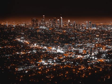 Download Wallpaper 1600x1200 Los Angeles Usa Night City Top View