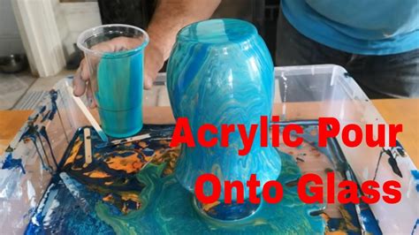 Acrylic Pour Over Glass Vase Beginners Tutorial Youtube