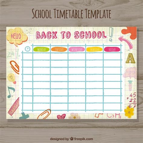 School Timetable Template Vector Free Download