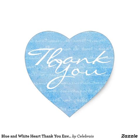 Blue And White Heart Thank You Envelope Seal Zazzle Blue And White