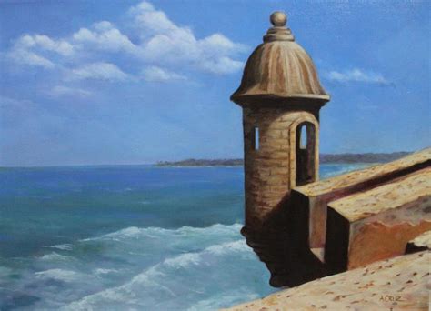 El Morro Puerto Rico Oil Painting By Angel Cruz