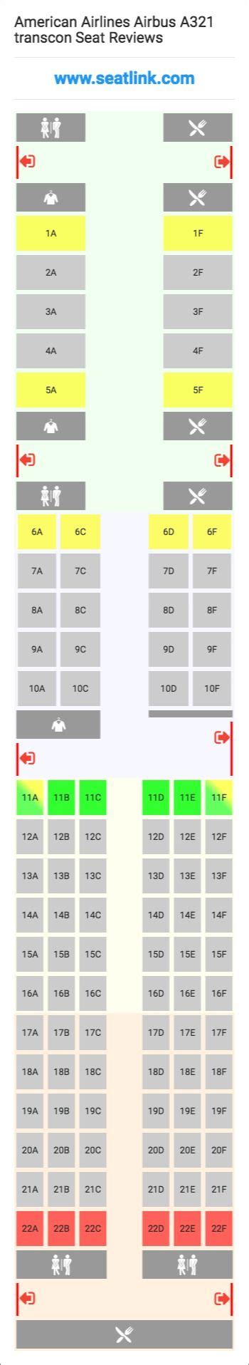 American Airlines Airbus A321 Transcon 32b Seat Map American
