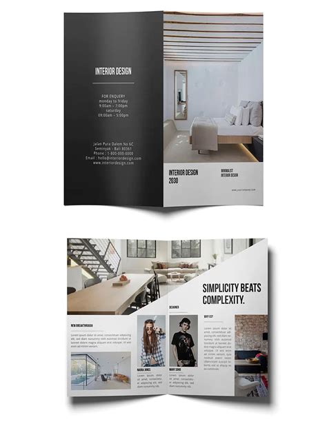 Bifold Brochure Interior Design Indesign Indd A4 Size Bi Fold