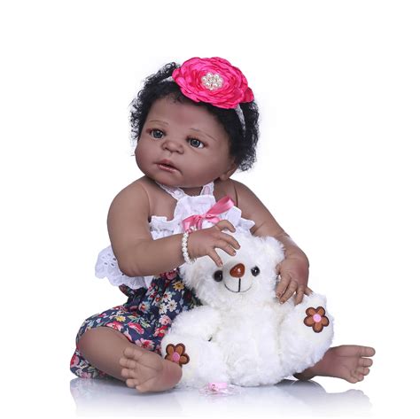 23 57cm Black Girl So Truly Realistic Baby Doll Toy Full Silicone