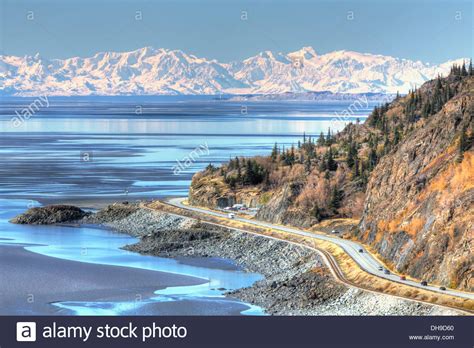 Traffic On The Seward Highway Along Turnagain Arm The