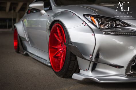 Silver Lexus Rc350 Fsport Forged Concave Staggered Red Wheels Rocket